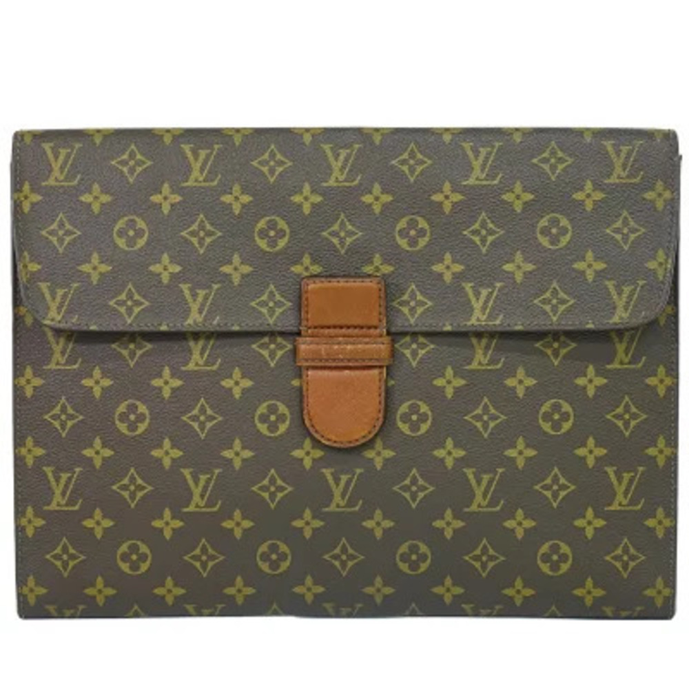 Louis Vuitton LV Poche Pochette stre Monogram Briefcase Clutch Bag Canvas Brown